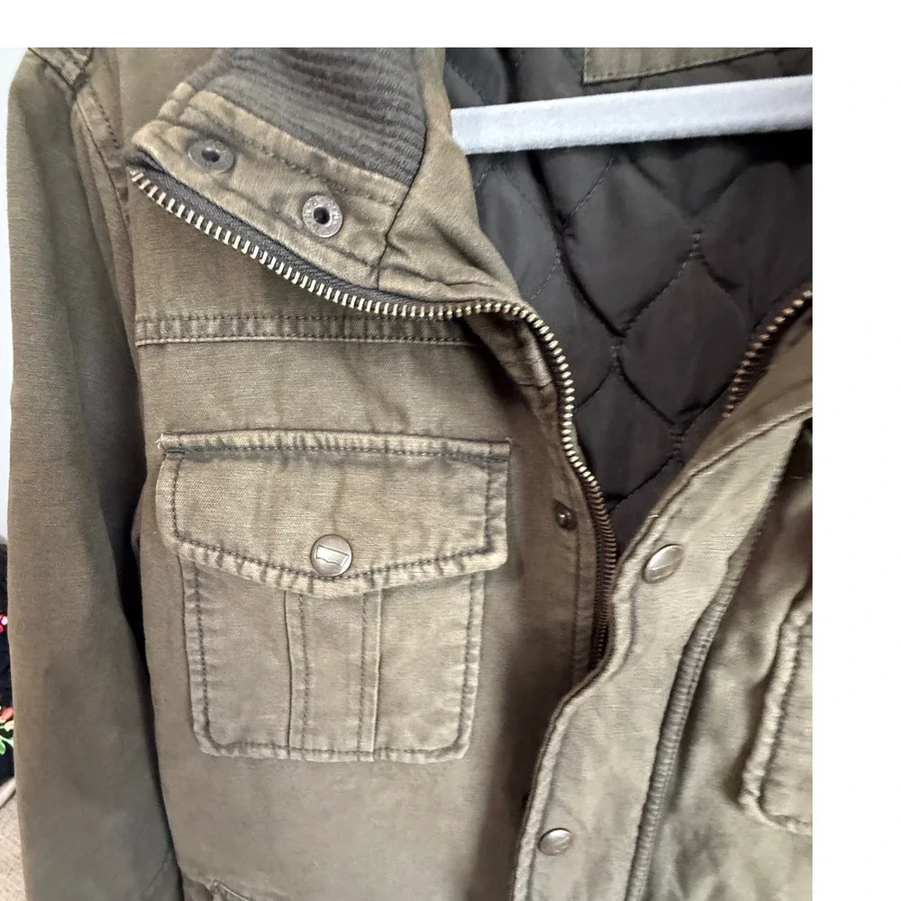 Levi's Field Jacket Military Canvas Coat Small Olive‎ Green Quilted